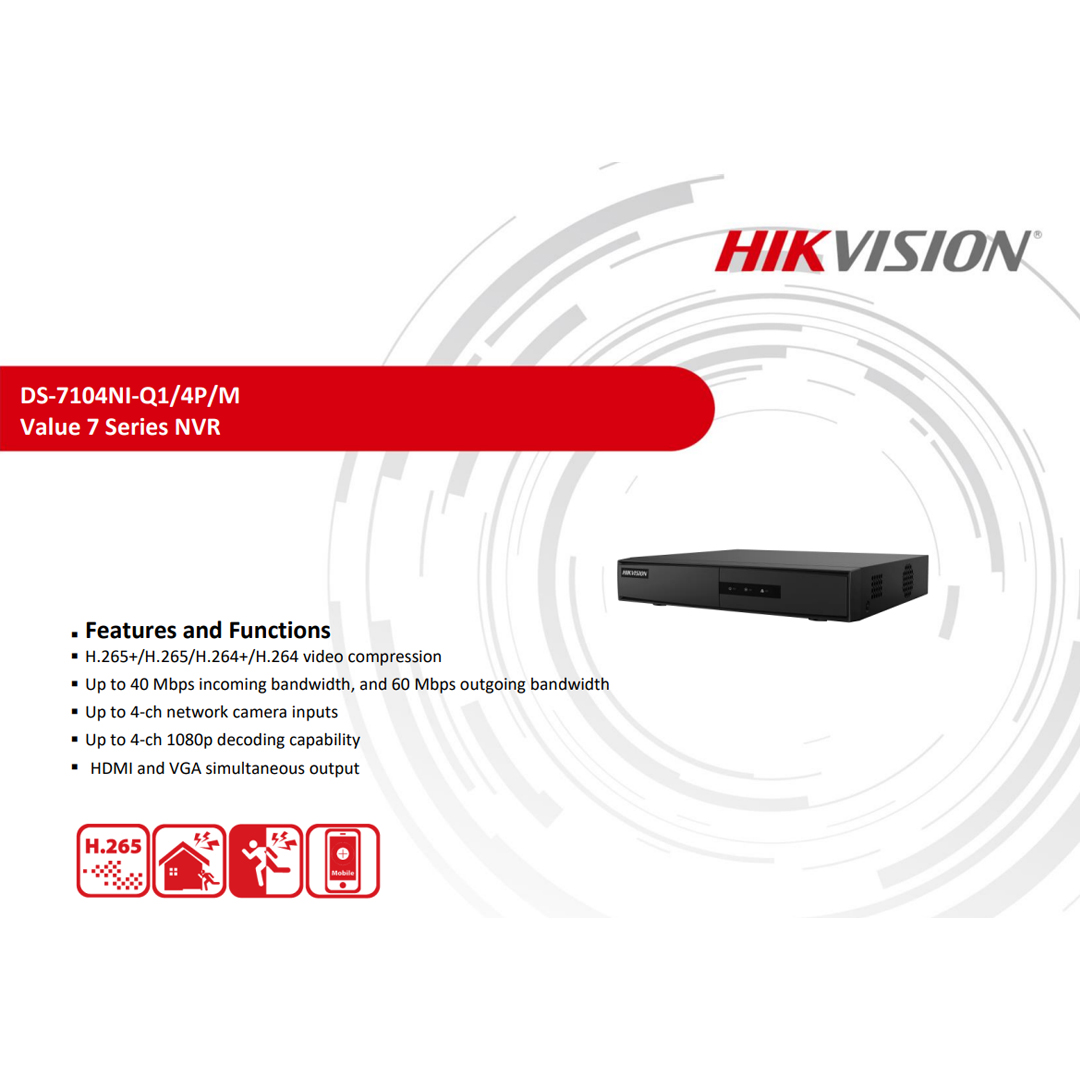 hikvision ds-7104ni-q1/4p/m 4 Kanal 6MP NVR Kayıt Cihazı ek görsel